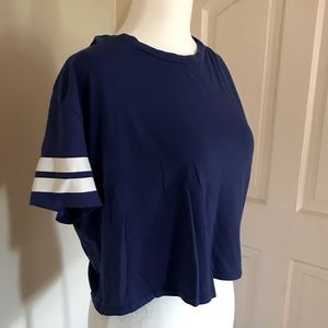 H & M Blue Jersey Crop Top
